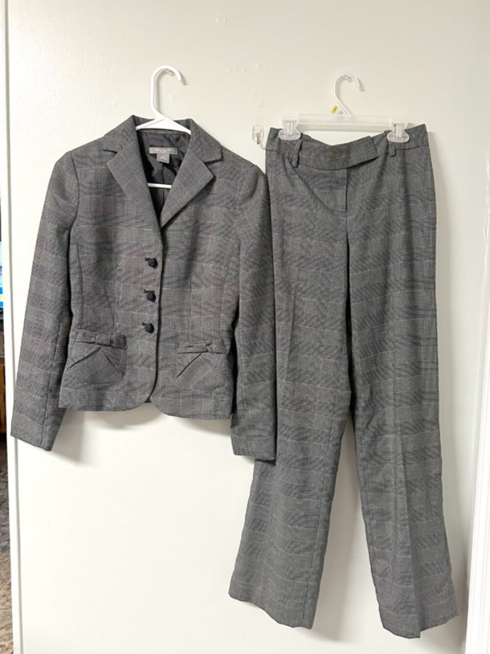 Ann Taylor Petites 2-Piece Glen Plaid Pant Suit Set Size 00P